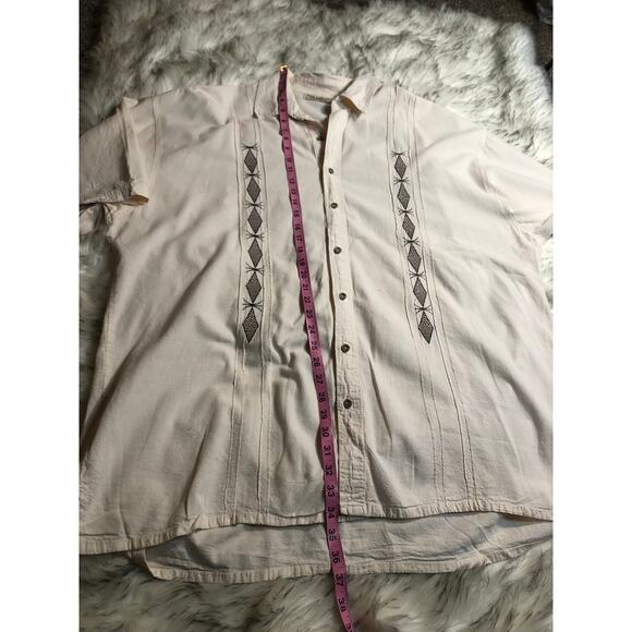 Vintage Mens Garris Clothing Beach White Tone Short Sleeve Button Down Shirt - Picture 12 of 16